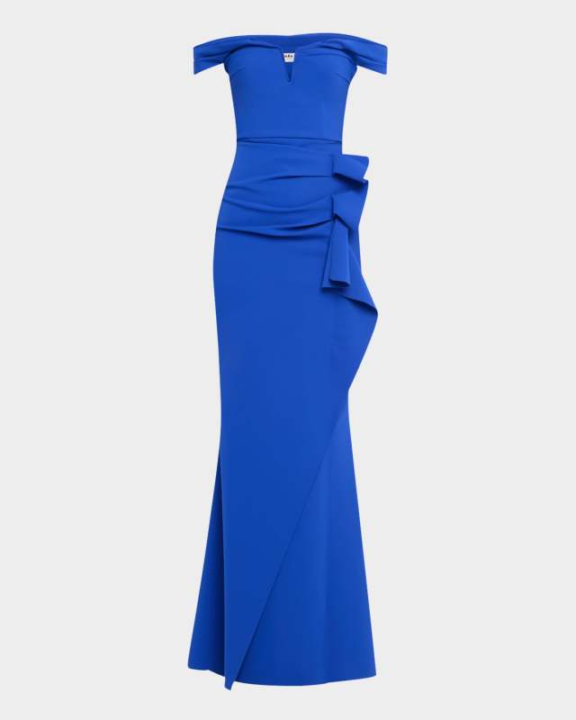 Off-Shoulder Ruffle Mermaid Gown